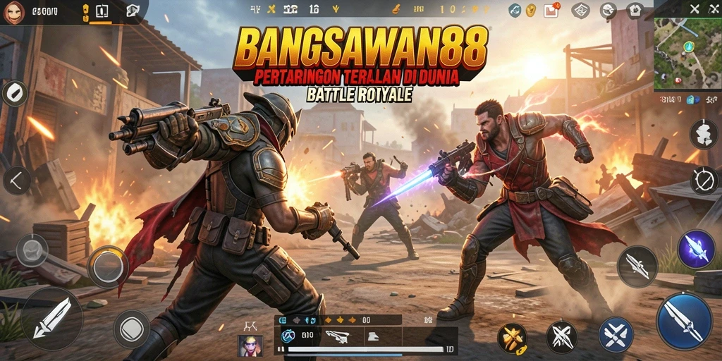Screenshot aksi mendebarkan dari gameplay BANGSAWAN88 Battle Royale.
