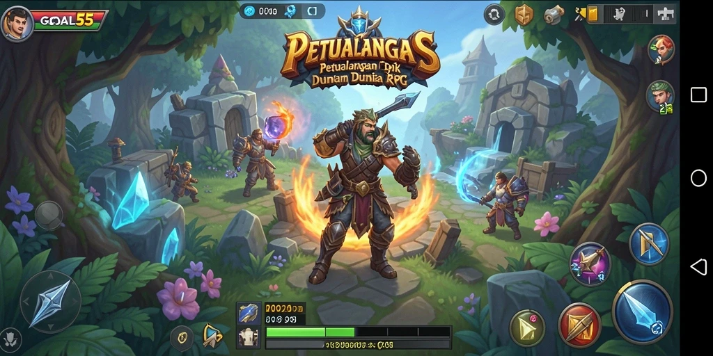 Tangkapan layar dari gameplay RPG yang epik dan mendebarkan di GOAL55.