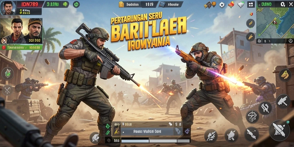 Tampilan gameplay IDN789 di arena Battle Royale yang penuh aksi.