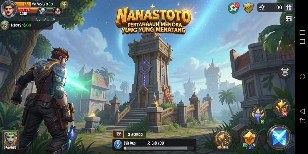 Gameplay menegangkan di NANASTOTO dengan strategi menara yang kompleks.
