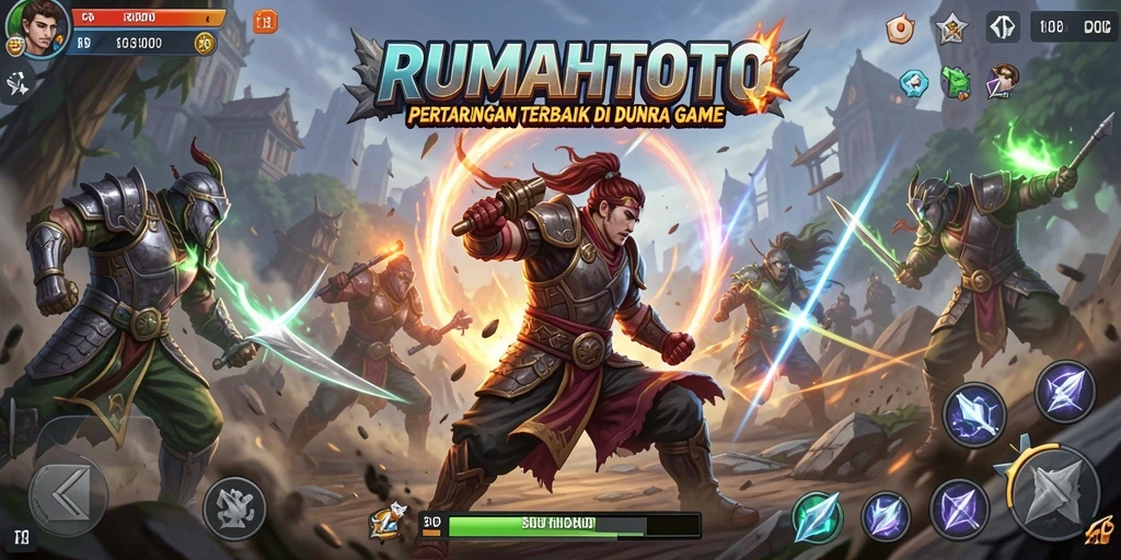 Screenshot dari gameplay RUMAHTOTO yang menunjukkan pertarungan yang mendebarkan.