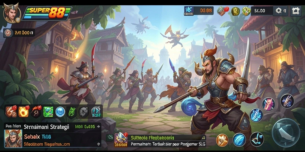 Screenshot utama dari gameplay SUPER88 yang menampilkan aksi SLG yang mendebarkan.