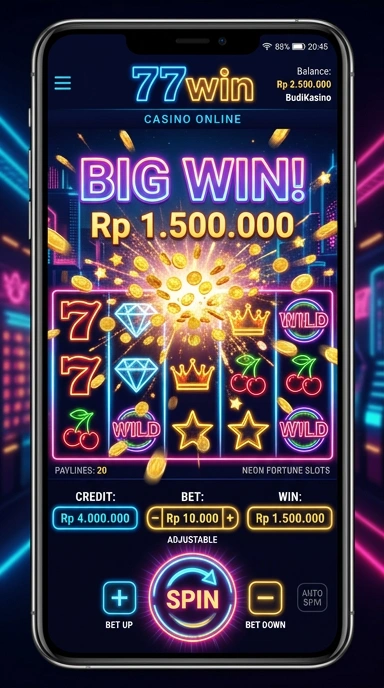 Tampilan antarmuka pengguna 77win yang menarik dan terorganisir.